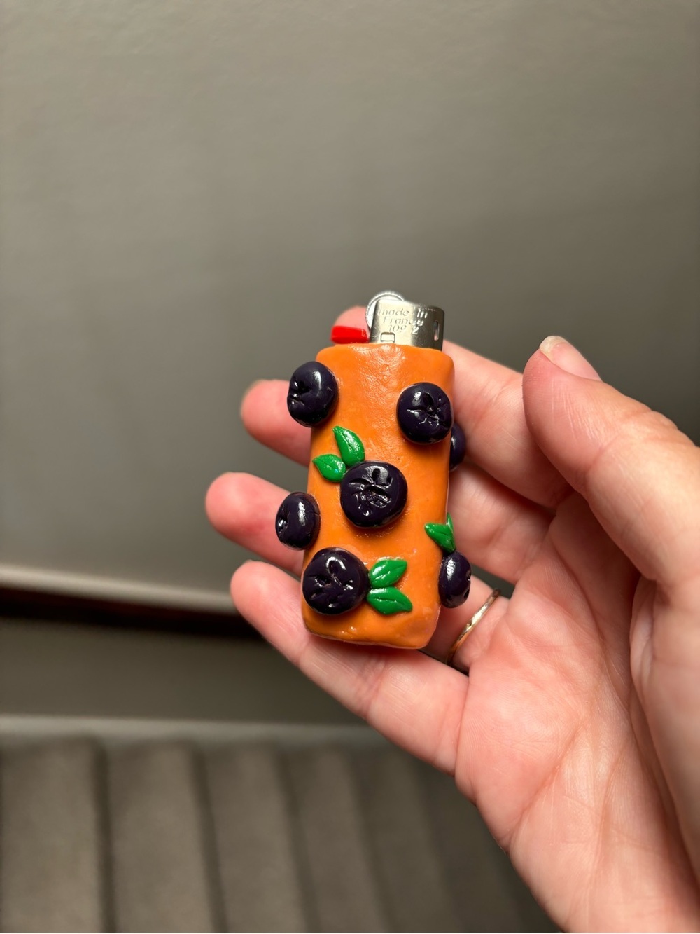 Blueberry Lighter Clay Case and Lighter Art